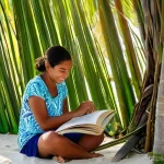 키리바시 길버트어 배우기 - **Prompt 1: The Joy of Discovery in Gilbertese Learning**
"A bright and serene full-shot image o...